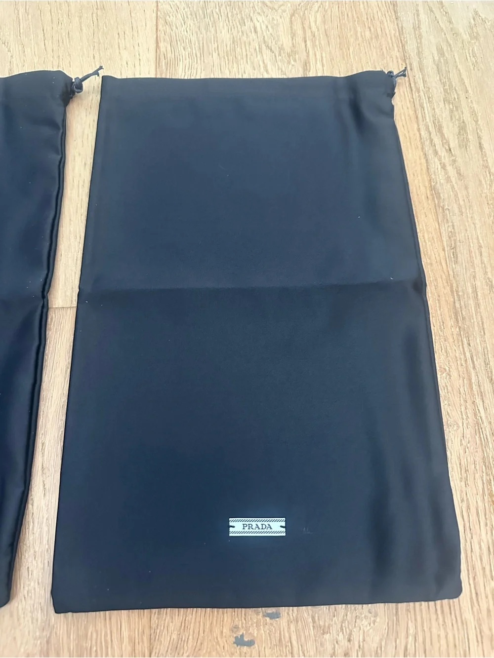 Prada Black Drawstring Dust Bags Set of2 Authentic Shoe Bag Storage Travel Pouch